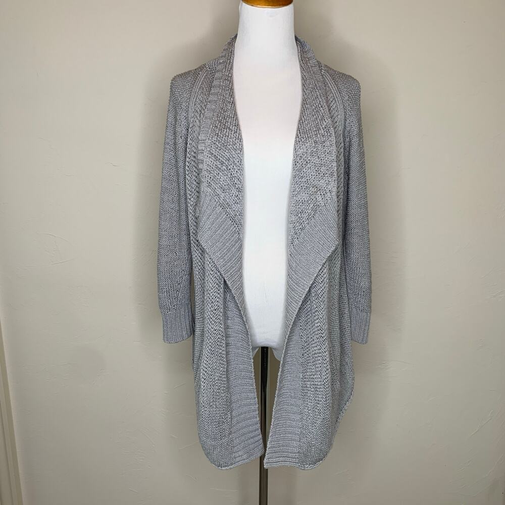 Kenneth Cole Gray Open Front Waterfall Cardigan Sz Medium